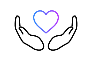 Icono de manos sosteniendo un corazón