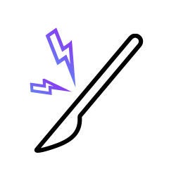 Icono de descarga eléctrica con bisturí