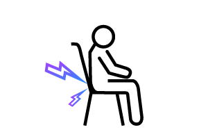 Icono de persona sentada con dolor en la espalda