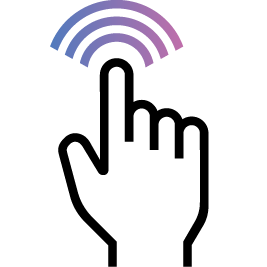 Icono que muestra una mano con sensibilidad