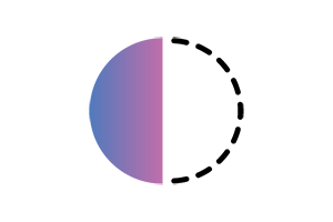 Icono que representa un círculo decolorado hasta la mitad